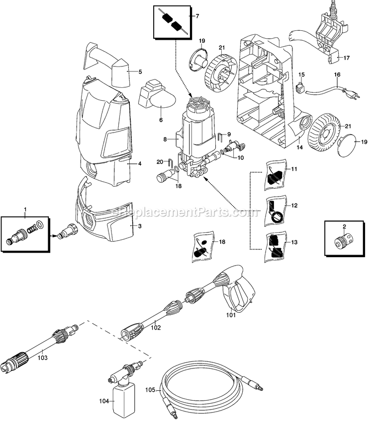 Black and Decker PW1300TDW-ARLZ (Type 2) Pressure Washer Power Tool Page A Diagram